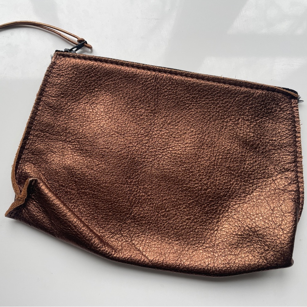 Leather bag, unfinished interior 8-1/2 x 6